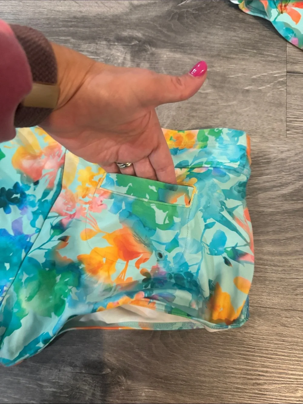Athleta Girl Lumen Floral Aqua Bikini Swim Set Shorts Briefs Size 12